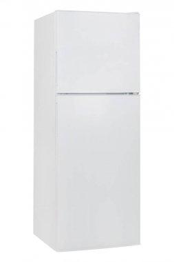 Beyaz arka plan üzerinde izole beyaz buzdolabı