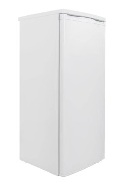 Beyaz arka plan üzerinde izole beyaz buzdolabı