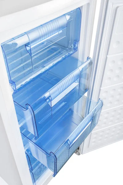 Άσπρο ψυγείο που απομονώνονται σε λευκό φόντο — Φωτογραφία Αρχείου