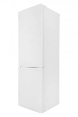 Beyaz arka plan üzerinde izole beyaz buzdolabı