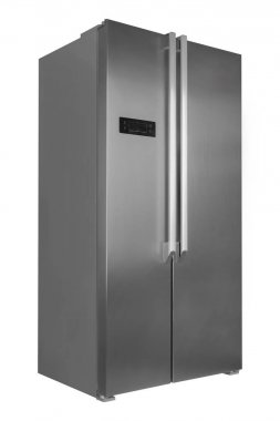 Beyaz arka plan üzerinde izole metal buzdolabı