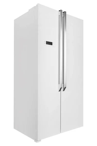 Белый холодильник на белом фоне — стоковое фото