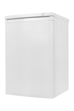 Beyaz arka plan üzerinde izole beyaz buzdolabı