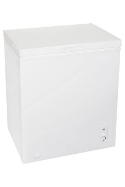 Beyaz arka plan üzerinde izole beyaz buzdolabı