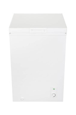 Beyaz arka plan üzerinde izole beyaz buzdolabı