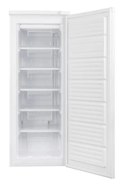 Beyaz arka plan üzerinde izole beyaz buzdolabı