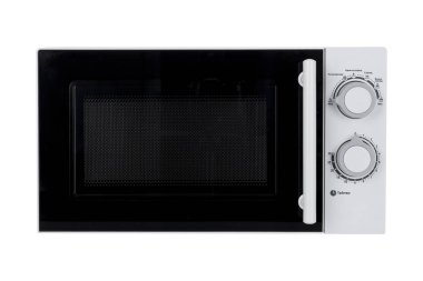 Yeni beyaz mikrodalga fırın beyaz arka plan üzerinde izole