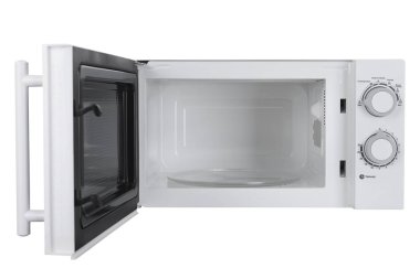 Yeni beyaz mikrodalga fırın beyaz arka plan üzerinde izole