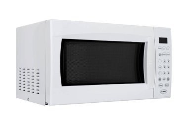 Yeni beyaz mikrodalga fırın beyaz arka plan üzerinde izole