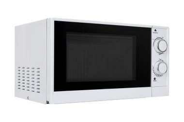 Yeni beyaz mikrodalga fırın beyaz arka plan üzerinde izole