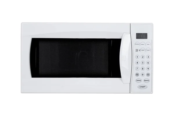 Nuovo forno a microonde bianco isolato su sfondo bianco — Foto Stock