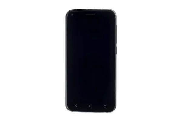 Pantalla negra de smartphone aislado sobre fondo blanco — Foto de Stock