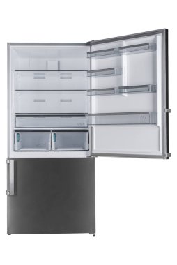 Beyaz Arka Plan üzerine izole buzdolabı. Modern Mutfak ve Do