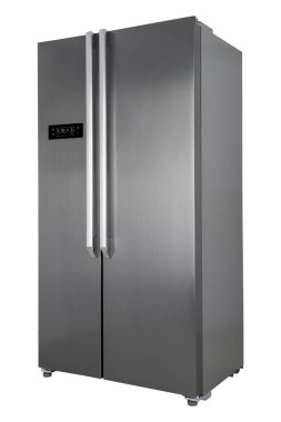 Beyaz Arka Plan üzerine izole buzdolabı. Modern Mutfak ve Do