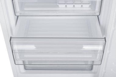 Beyaz Arka Plan üzerine izole buzdolabı. Modern Mutfak ve Do