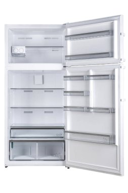 Beyaz Arka Plan üzerine izole buzdolabı. Modern Mutfak ve Do