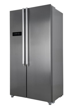 Beyaz Arka Plan üzerine izole buzdolabı. Modern Mutfak ve Do