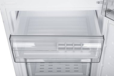 Beyaz Arka Plan üzerine izole buzdolabı. Modern Mutfak ve Do