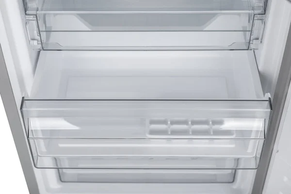 Холодильник ізольований на білому фоні. Сучасною кухнею і — стокове фото