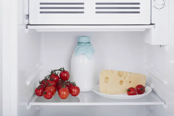 Открытый Холодильник Полный Свежих Фруктов Овощей Здоровый Пищевой Фон Органическое — стоковое фото