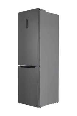 Beyaz Arka Plan Üzerinde İzole Yeni Buzdolabı. Modern Mutfak ve Ev Aletleri