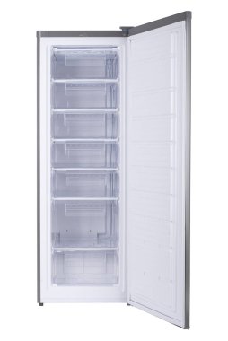 Beyaz Arka Plan Üzerinde İzole Yeni Buzdolabı. Modern Mutfak ve Ev Aletleri