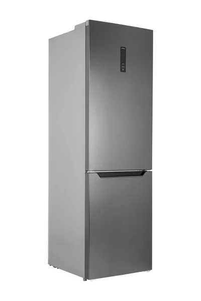 Nuevo Refrigerador Aislado Sobre Fondo Blanco Cocina Moderna Electrodomésticos Principales — Foto de Stock