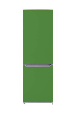 Beyaz Arkaplanda izole edilmiş yeni yeşil buzdolabı. Modern Mutfak ve Büyük Ev Aletleri