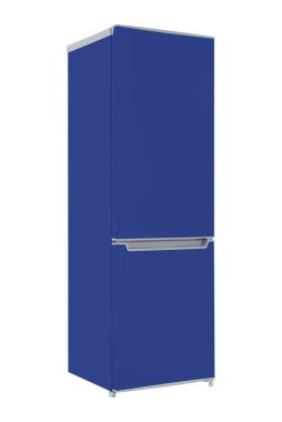 Beyaz Arkaplanda izole edilmiş yeni mavi buzdolabı. Modern Mutfak ve Büyük Ev Aletleri