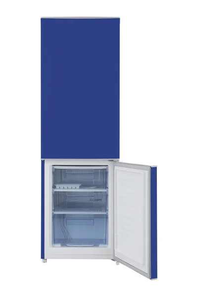New Blue Refrigerator Isolated White Background Modern Kitchen Domestic Major — Stock Photo, Image