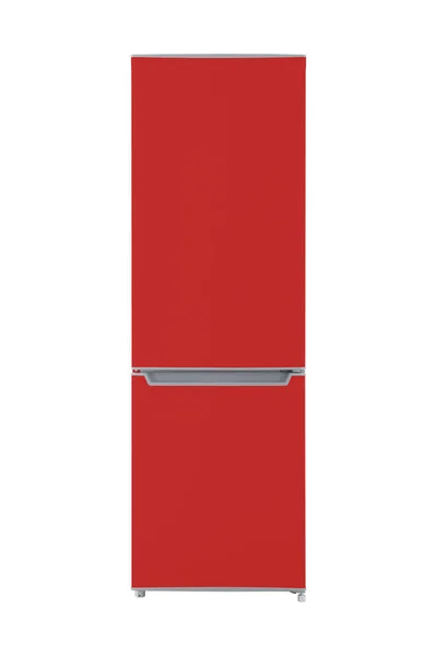 Nouveau Réfrigérateur Rouge Isolé Sur Fond Blanc Cuisine Moderne Électroménagers — Photo