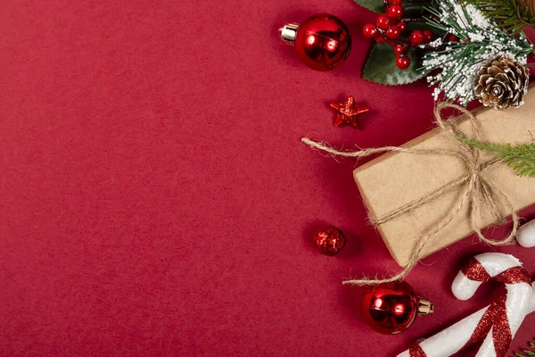 Concetto Creativo Natale Sfondo Rosso — Foto Stock