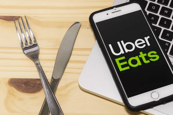 December 2019 Brasilien Uber Äter Ansökan Ikonen Apple Iphone Smartphone — Stockfoto