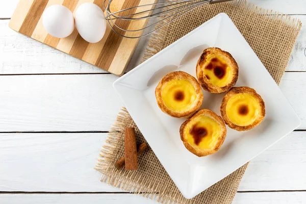 Typiska Portugisiska Gräddpajer Pastel Nata Eller Pastel Belm Traditionella Portugisiska — Stockfoto