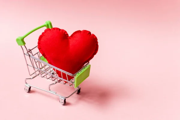 Concepto Compras San Valentín Fondo Rosa Concepto Compras Online — Foto de Stock