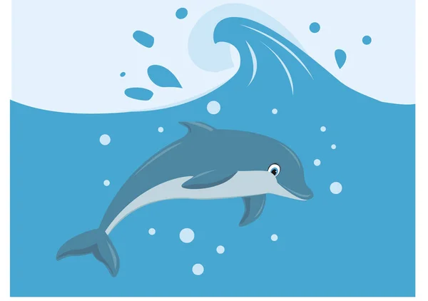 Vida Marina Dolphin World Nature Blue Wave Vector De Stock