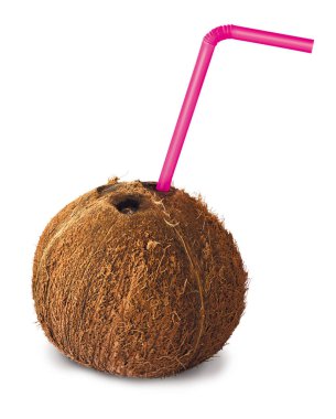 Hindistan cevizi kokteyl beyaz adam izole