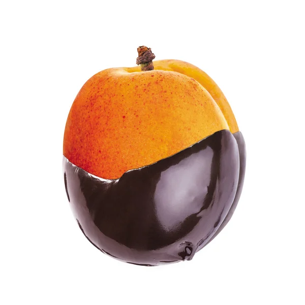 Ripe Apricots Liquid Chocolat — Stock Photo, Image