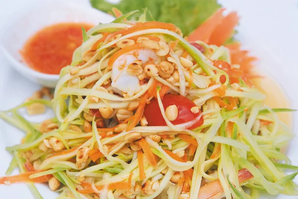 Papaya Salad White Plate — Stock Photo, Image
