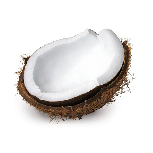 Gepelde Overdekte Kokosnoot Een Witte Achtergrond — Stockfoto