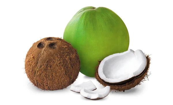 白色背景去皮覆盖椰子 — 图库照片