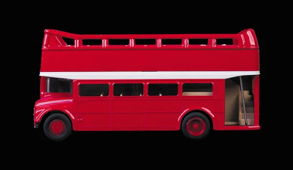 London Bus Spielzeug Isoliert Auf Schwarzem Hintergrund — Stockfoto