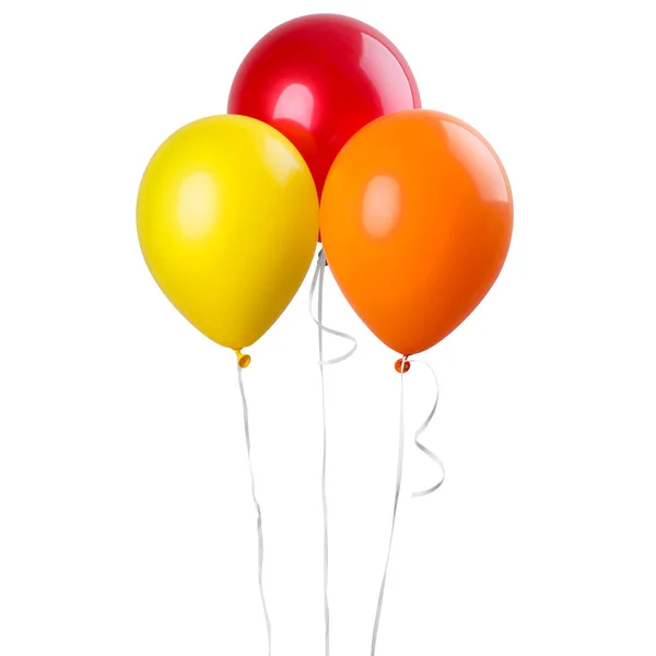 Balonlar Kırmızı Grup Sarı Turuncu Beyaz Bir Arka Plan Üzerinde — Stok fotoğraf