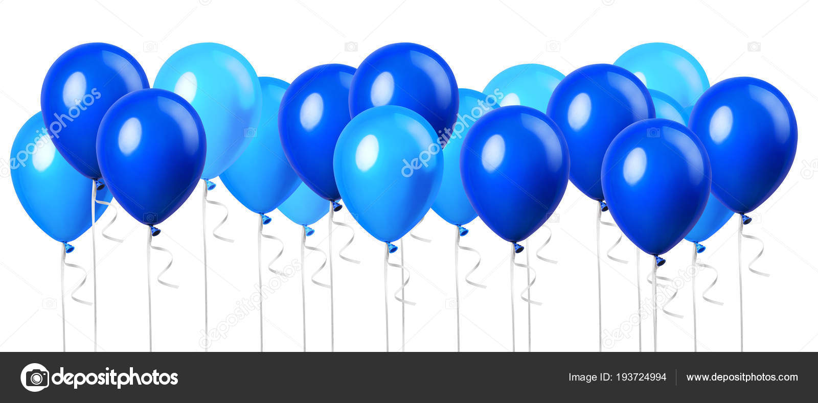 Large Group Light Sky Blue Balloon Isolated White Background Party