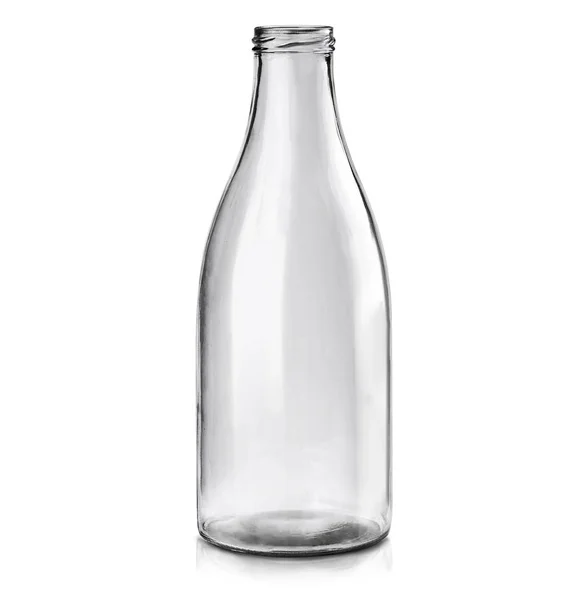 Botol Kaca Kosong Transparan Pada Backgroun Putih — Stok Foto