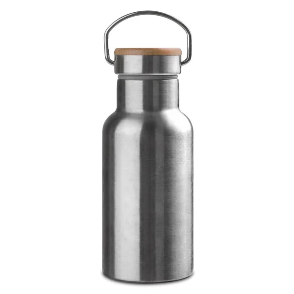 Thermos Métal Modèle Isolé Sur Fond Blanc — Photo