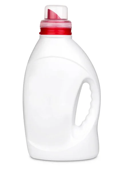 Modell Einer Weißen Plastikflasche Mit Flüssigkeit Für Die Waschmaschine Isoliert — Stockfoto