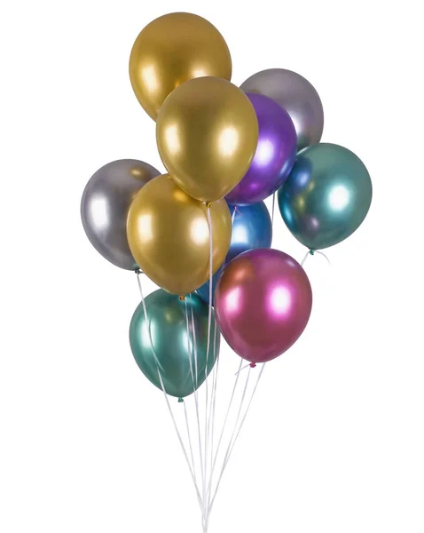 A bunch of multi-colored metallized balloons — Stok fotoğraf