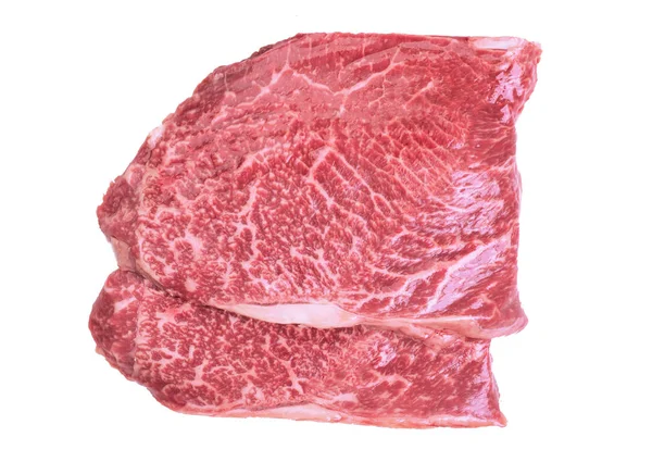 Steak de bœuf marbré frais Isolé sur fond blanc — Photo