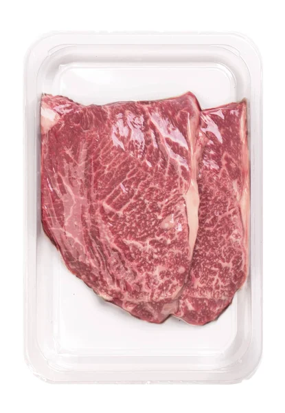 Dua steak dalam kemasan vakum — Stok Foto